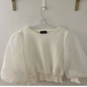 Gracia White Ruffled Crop Blouse